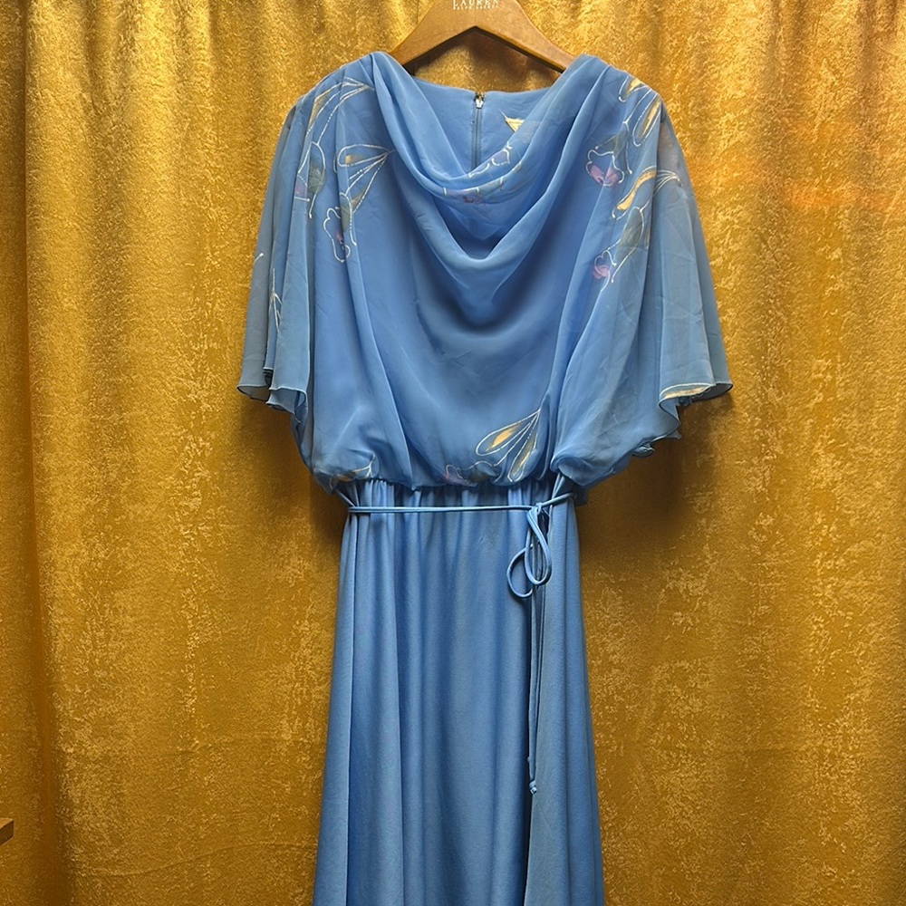 Vintage 1970s Sears Blue chiffon midi dress